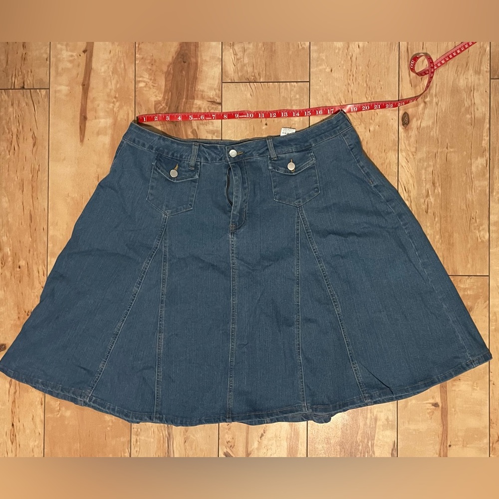 NEW Plus 4 XL High Waist Flap Detail Denim Skirt - Picture 5 of 8